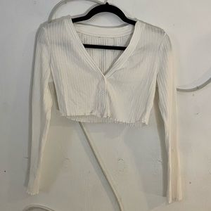 Brandy Melville Cropped White Long Sleeve